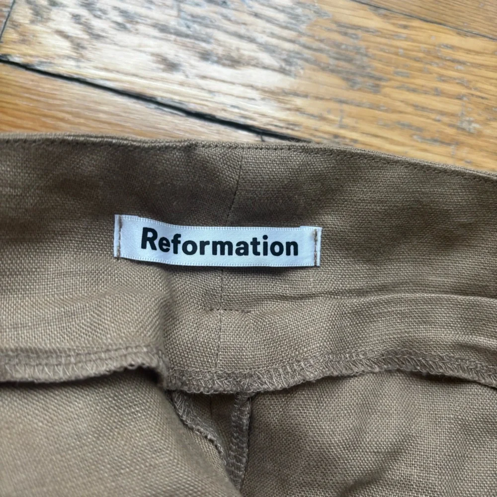 Reformation Tan Linen Pants